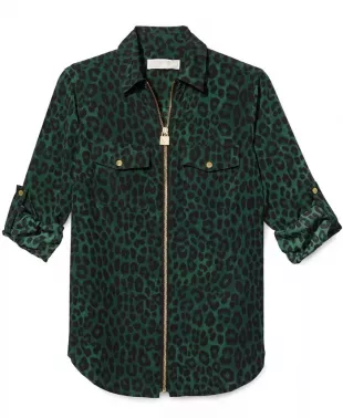 Mega Cheetah-Print Zip Shirt