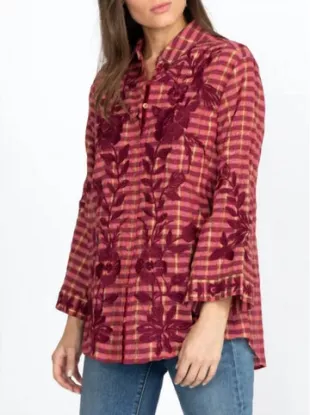 Martina Kimono Sleeve Oversized Shirt in Plaid