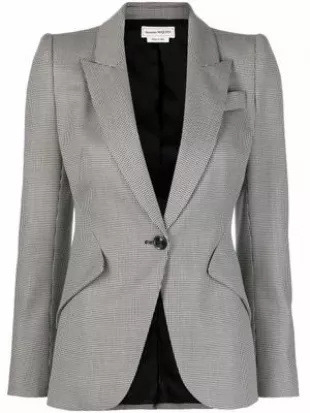 Check-Print Single-Breasted Blazer