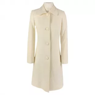 Manteau trapèze texturé en acétate crème