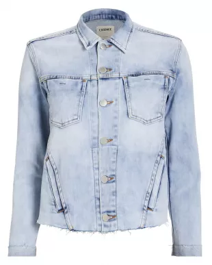 Janelle Cropped Denim Jacket in Marble