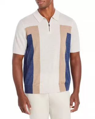 Colorblocked Quarter Zip Polo