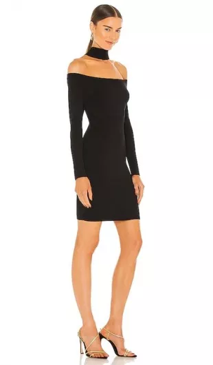 Juliana Knit Off-the-shoulder Bodycon Dress In Black