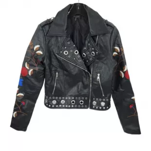 Romeo & Juliet Couture - Floral Leather Jacket