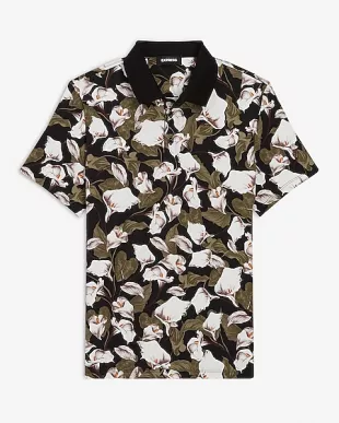 express - Floral Print Moisture-Wicking Performance Polo