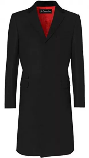 The platinum tailor - Mens Black Overcoat Wool & Cashmere Covert Warm ...
