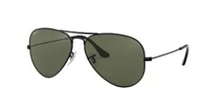 RB3025 Classic Aviator Sunglasses, Black/Polarized G-15 Green, 55 mm