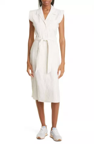 Helena Stripe Linen Blend Shirtdress