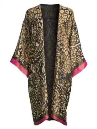 Leopard Print Silk-Blend Robe