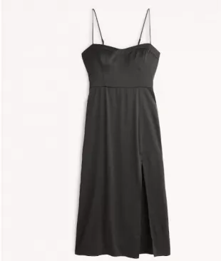 Abercrombie & Fitch - Satin High-Slit Midi Dress