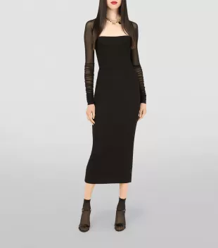 Tulle detail midi dress