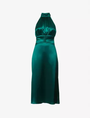 Hailey halterneck silk-satin midi dress