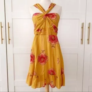 Free People - NWT Free People Yellow Golden Poppy Floral Dress