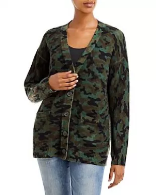 Oversized Camo Cashmere Cardigan