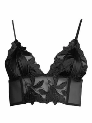 Fleur du Mal Lily Embroidered Long Lined Triangle Bra worn by