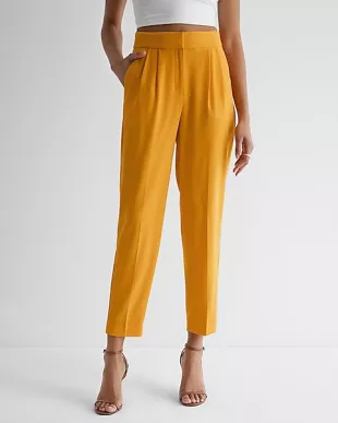 Express  Super High Waisted Faux Leather Pleated Ankle Pant in