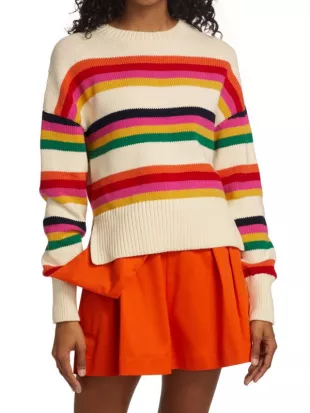 Oscar de la Renta - Striped Knit Pullover Sweater