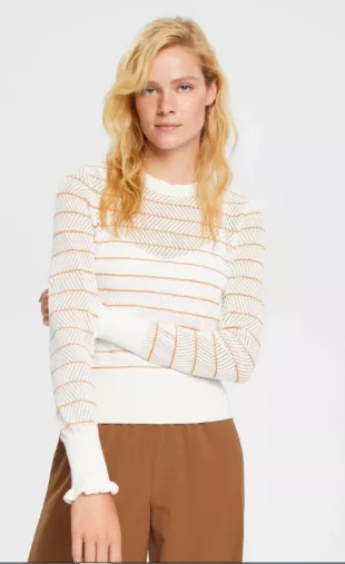 Pointelle Striped Sweater