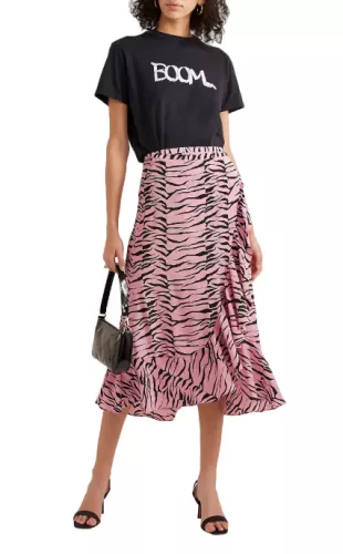 Gracie Ruffled Printed Silk Crepe De Chine Wrap Skirt