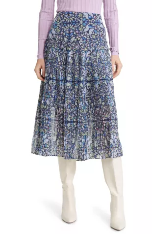 Lailaah Corrugated Pleat Midi Skirt