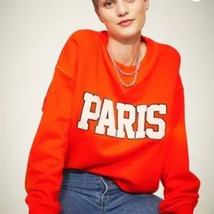 Paris Print Sweatshirt - Orange/Red