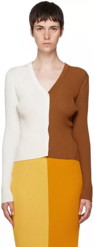 White & Brown Cargo Sweater