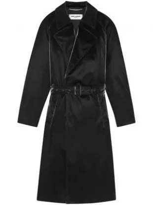 Lacquered Effect Belted Coat