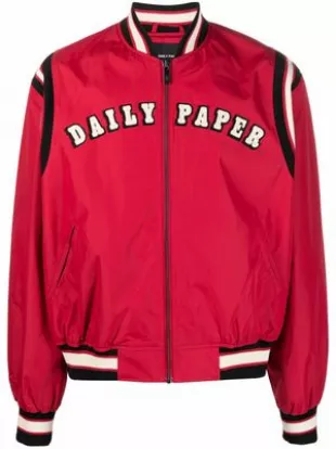 logo-patch bomber jacket - Red