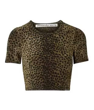 Cropped Animal Print Chenille Top
