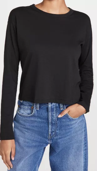 The Slub Cropped Long Sleeve Top