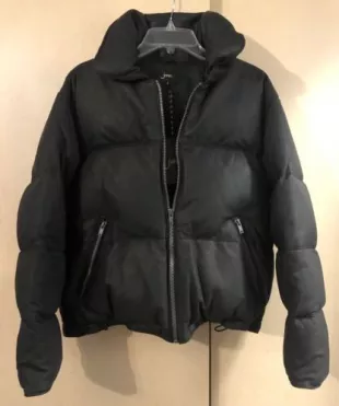 Nubuck Leather Quilted Jacket Down Filled Puffer Coat