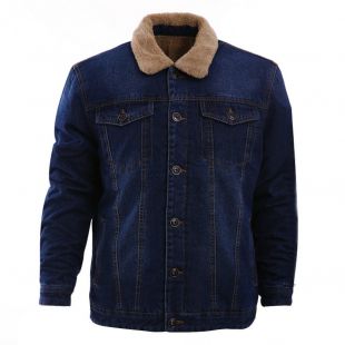Fluorodine Men's Sherpa Lined Denim Jacket Button Down Trucker Coat