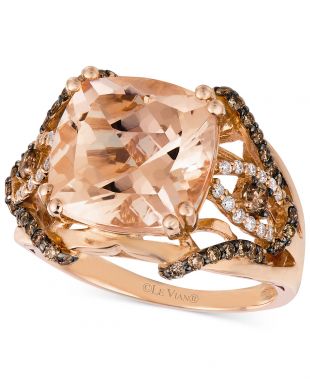 Le Vian Peach Morganite (6 ct. t.w.) and Diamond (1/2 ct. t.w.) Ring in 14k Rose Gold, Created for Macy's