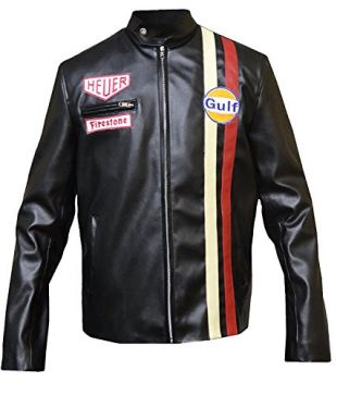 CHICAGO-FASHIONS Gulf Le Grandprix Mans Steve Biker Synthetic Leather MC Black Queen Jacket