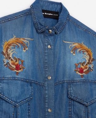 Chemise denim brodée