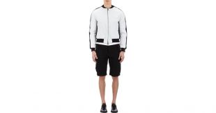 Rag & Bone | White Colorblock Jacquard Bomber Jacket for Men