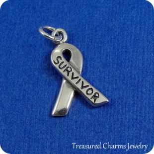 Survivor ruban Charm   breloque de survivant de Cancer en argent Sterling pour collier ou un Bracelet