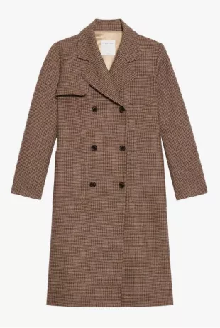 Manteau Check Wool Blend Coat