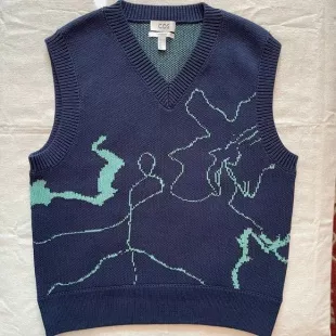Intarsia Knit Vest With Abstract Floral Design