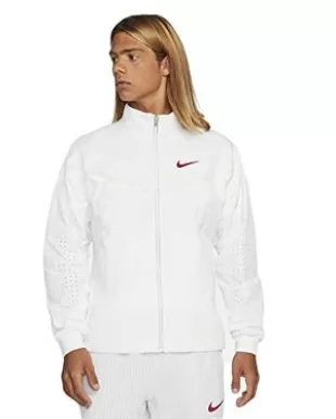 Sportswear Mens Jacket - Traditional Heritage Windrunner Design - White Track Jacket Standard Fit (Medium)