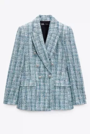 Zara - Textured Double Breasted Blazer