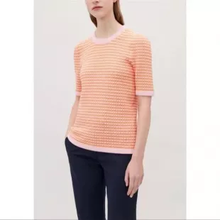 Textured Jacquard Knit Top In Orange