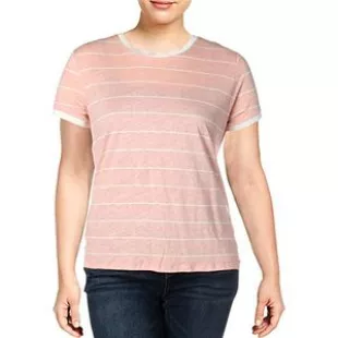 Ziedrik Linen Blend Striped T-Shirt Pink