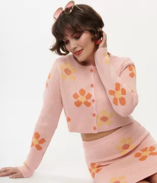 Floral Cardigan in Peach & Orange