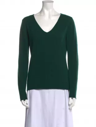 Cashmere V-Neck Long Sleeve Pullover