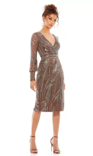 V Neck Knee Length Dress 5295D