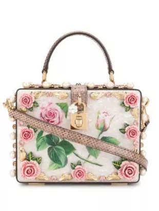 Floral Appliqués Box Bag