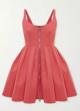 Zip-Detailed Faille Mini Dress