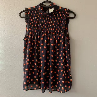 Maeve Darby Blouse Top Polka Dot Navy