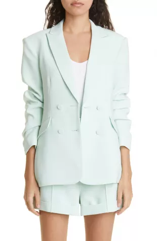 Kris Ruched Sleeve Double Breasted Blazer